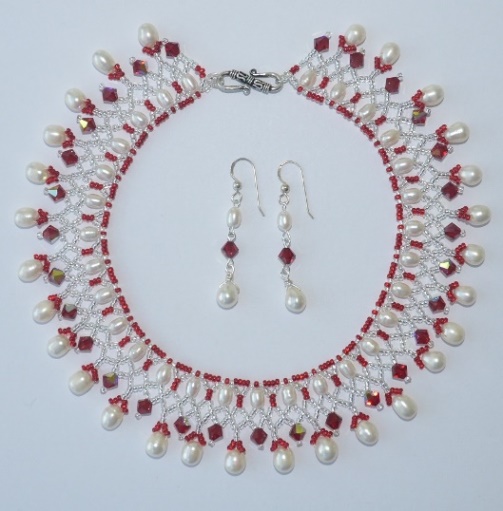 Pearls and Red Crystals